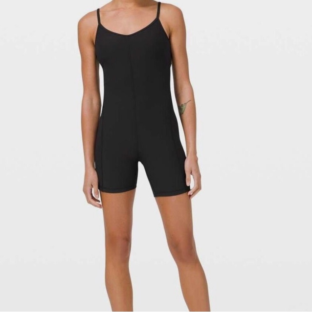 Lululemon Align Black Bodysuit strapless, shorts, and ribbed. Never worn